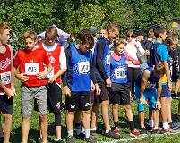 x country boys on starting line